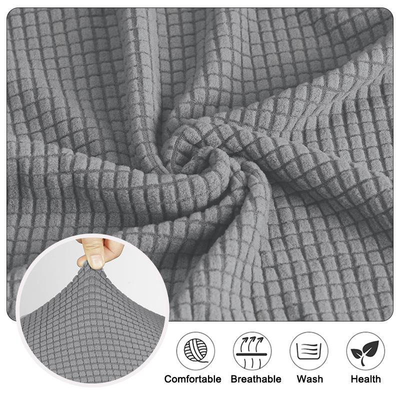 Leorate Jacquard-Stuhlsitzbezug mit Karomuster in Grau, elastisch und waschbar - Bild 3