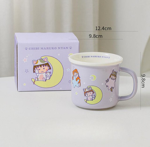 Personalisierte Keramiktasse von Yiran toy 1 mit Deckel und Strohhalm in Lila, nostalgisches Relief-TV-Design, 400 ml - Bild 1