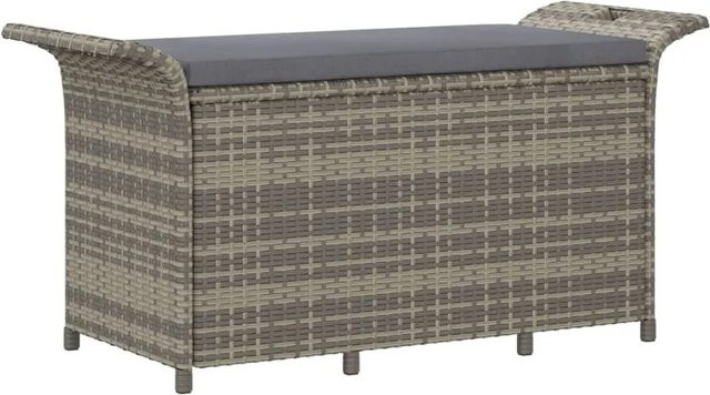 furnicato Gartenbank aus Poly Rattan mit Kissen in Grau, B/T/H: 116 x 46 x 57 cm - Bild 1