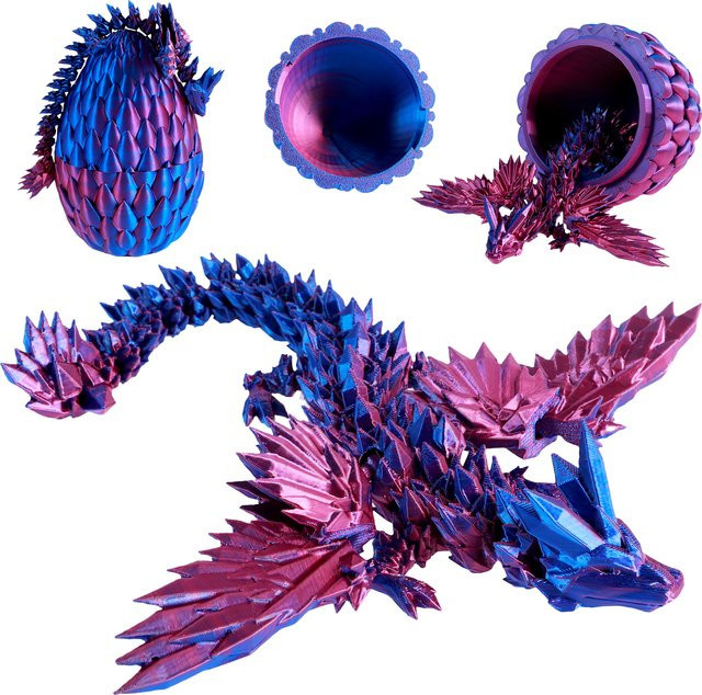 3D-gedruckter Drache mit Drachenei, flexibel, drehbar, Drachenspielzeug - Bild 1