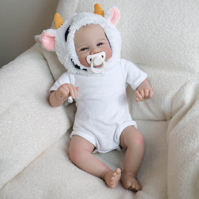 NPK Vivienne wiedergeborene Babypuppe in Weiß mit weichem Körper und handbemaltem Haar, 19 Zoll - Bild 1