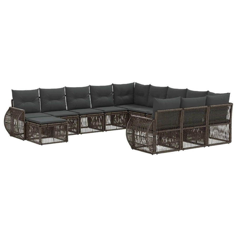 vidaXL Gartensofa-Set 12-tlg. in Grau aus Poly-Rattan mit Metallgestell und Polsterkissen für Garten, Balkon oder Terrasse - Bild 2