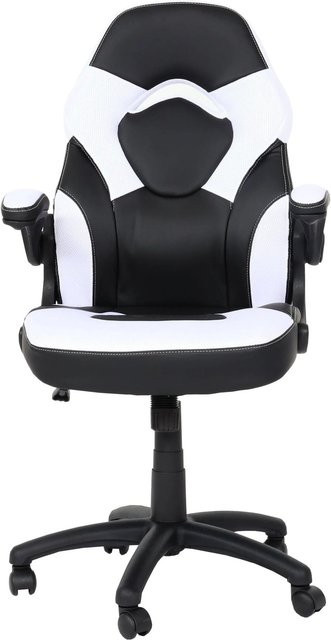 Proregal Ergonomischer Bürostuhl und Gamingstuhl aus Kunstleder in Schwarz-Weiß mit verstellbaren Armlehnen, H x B x T: 116 x 62 x 57 cm, Sitzhöhe: 46 cm - Bild 1