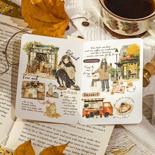 Morgenregen Vintage Klebeband mit Stadtspaziergang und Straßenarchitektur für dein DIY-Tagebuch in Multicolour - Bild 1
