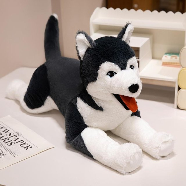 BC Pet Supplies Simulation Husky Hund Plüschtier, Schwarz - Bild 1