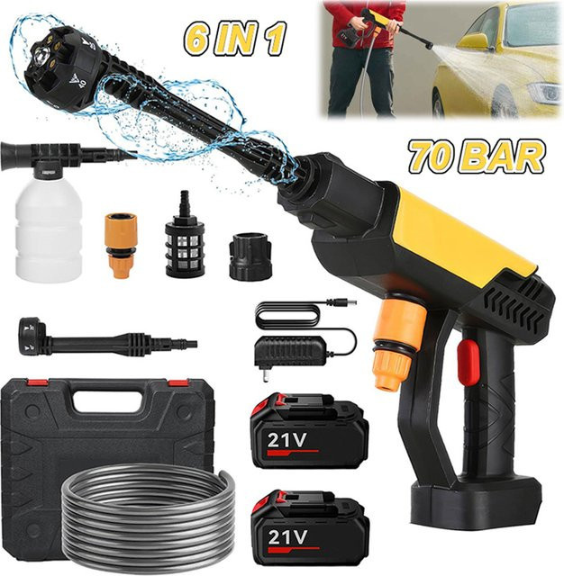 Kabelloser elektrischer Hochdruckreiniger mit 70 Bar und 6-in-1 Autowasch-Wasserpistole für Makita 21V Akku - Bild 1