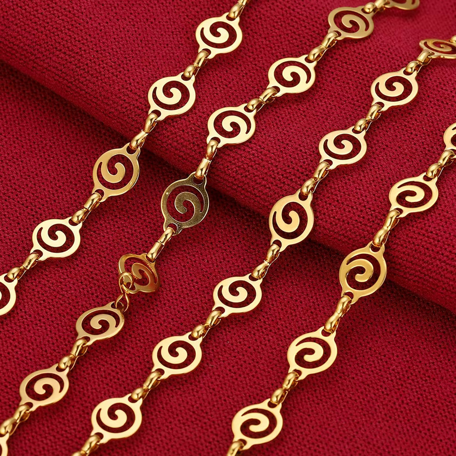 Alisaya Spiral Gliederkette Edelstahl, Gold, 1m - Bild 3