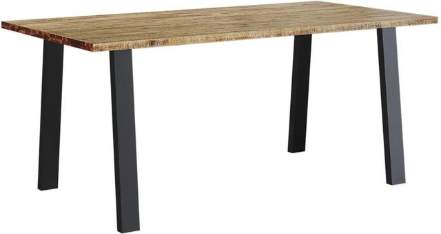 vidaXL Esstisch aus Akazienholz und Stahl in Braun im industriellen Stil, B/T/H: 150 x 90 x 75 cm - Bild 1