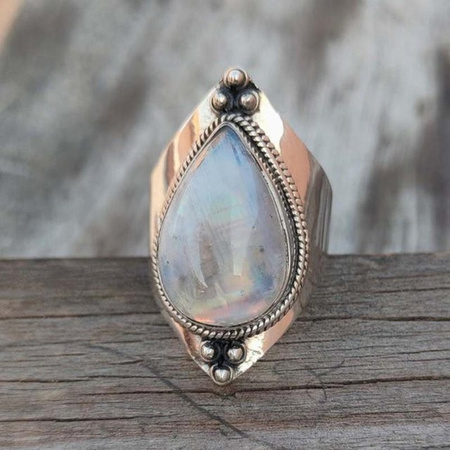YIRAN Ring, Mondstein, Kupfer, Silber, Zirkonia, Damen