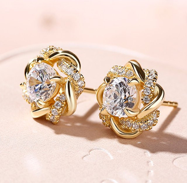 Huitan Ohrstecker, Gold, Zirkonia, Damen - Bild 1
