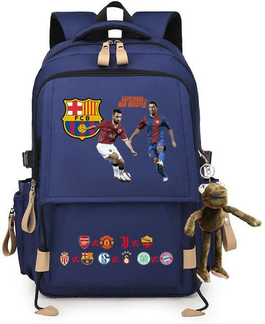 3-teiliges Schulrucksack-Set in Blau aus Oxford-Stoff mit großem Fassungsvermögen inklusive Federmäppchen und Schultergurt - Bild 1