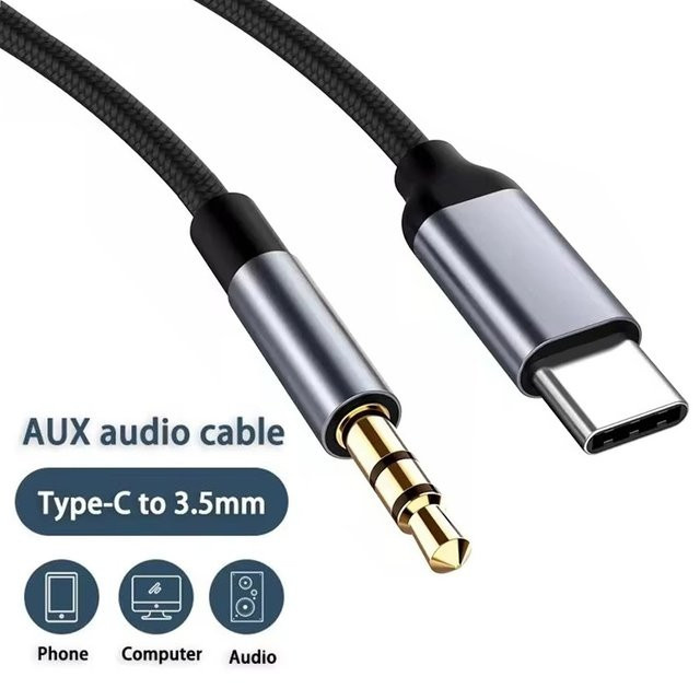 KAFNHCKA USB-C auf 3,5mm Klinkenadapter Aux-Kabel für iPhone, Xiaomi und Huawei zur Verbindung von Kopfhörern und Lautsprechern - Bild 1