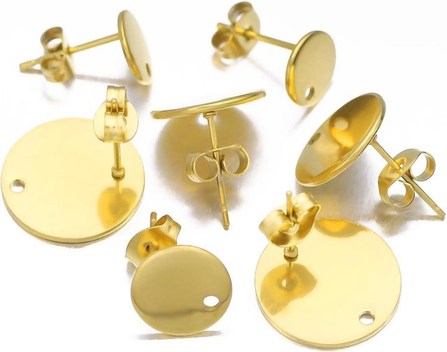 JHNBY Scheibenschweißnadeln Edelstahl, Goldfarbe, 8–15 mm, Ohrring-Zubehör - Bild 1