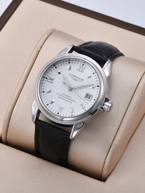 LONGLUX Automatikuhr, Leder, Schwarz, Herren, Datum - Bild 1