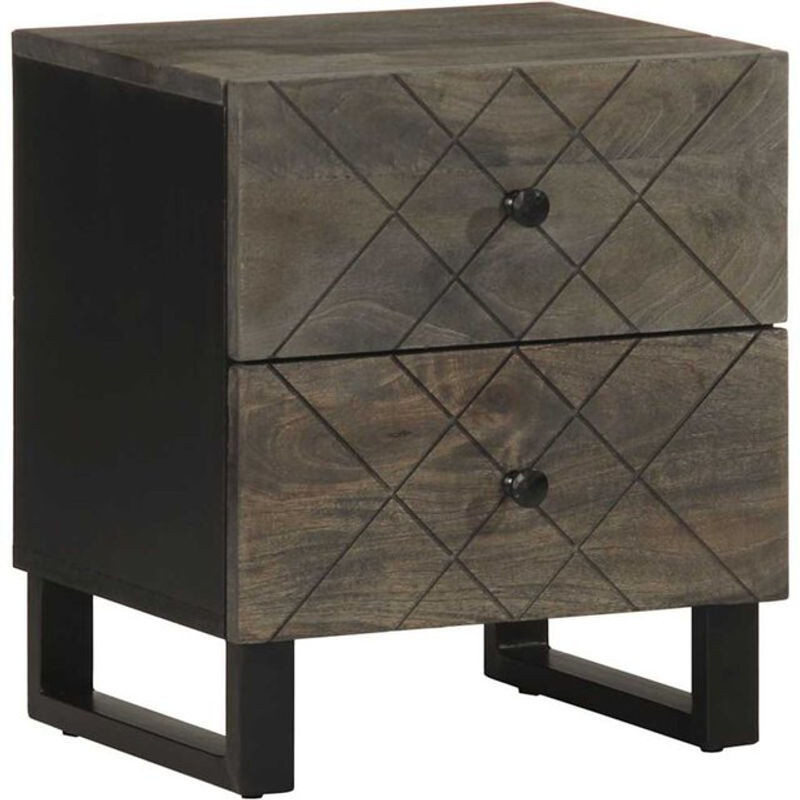 Vidaxl Nachttisch aus Massivholz Mango und Metall in Schwarz im Industrial Design B/T/H: 40 x 33 x 46 cm - Bild 1