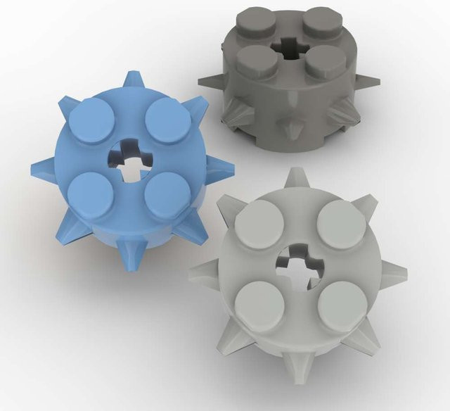 SixBricks 27266 Runde 2x2 Bausteine mit Spikes und Achsloch, 10-teiliges Set - Bild 1