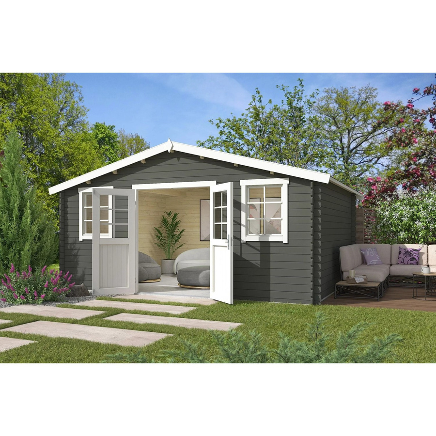 Lasita Gartenhaus Udo in Grau-Grün mit Außenmaßen B/T/H: 522,4 x 400 x 256,5 cm - Bild 2