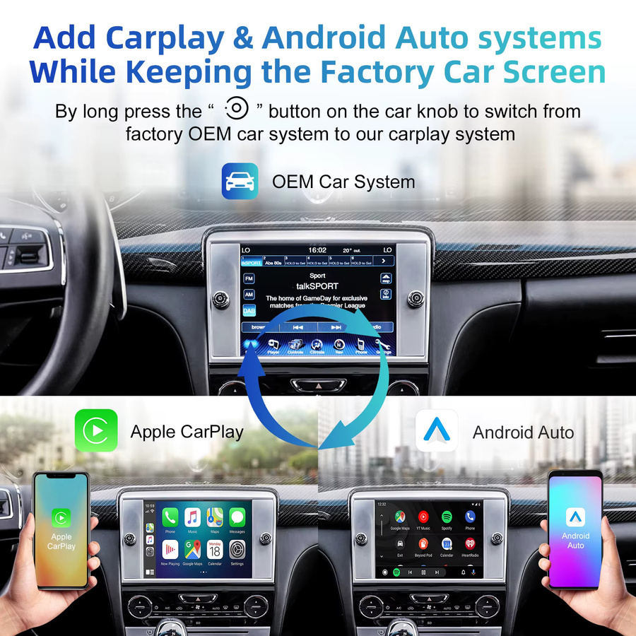 LEXXSON Drahtlose CarPlay und Android Auto Retrofit Kit Decoder Box für Maserati Quattroporte und Ghibli in Schwarz - Bild 4