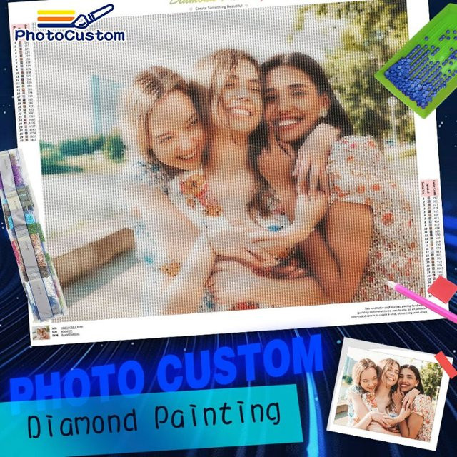 PhotoCustom Individuelles Diamant-Gemälde als DIY-Handwerk für Wanddekoration mit Foto von Tieren oder Landschaften, Mehrfarbig - Bild 1