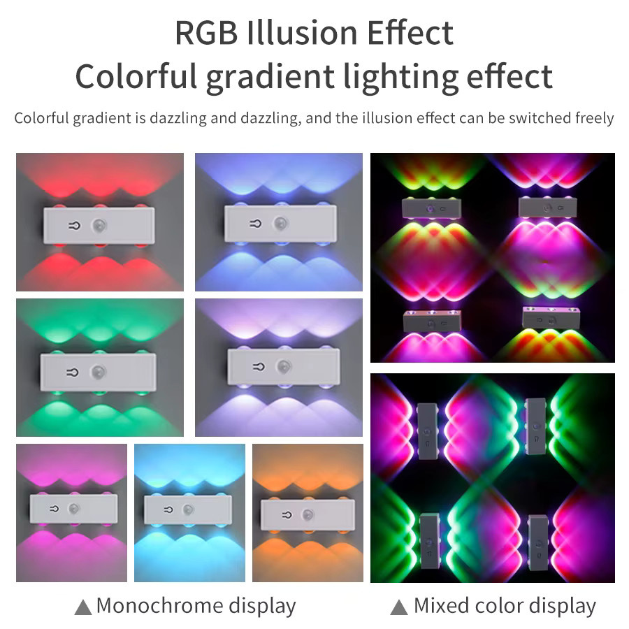 GGBEE Bewegungssensor Nachtlicht mit RGB-Ambientebeleuchtung, magnetische wiederaufladbare Wandlampe für Treppen, Flur und Schlafzimmer, Weiß - Bild 5