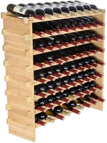 VEVOR Weinregal aus Bambus für 72 Flaschen, stapelbares Weinständer-Modul mit 8 Fächern in Braun, Vintage Weinflaschenregal für Bar und Keller - Bild 1