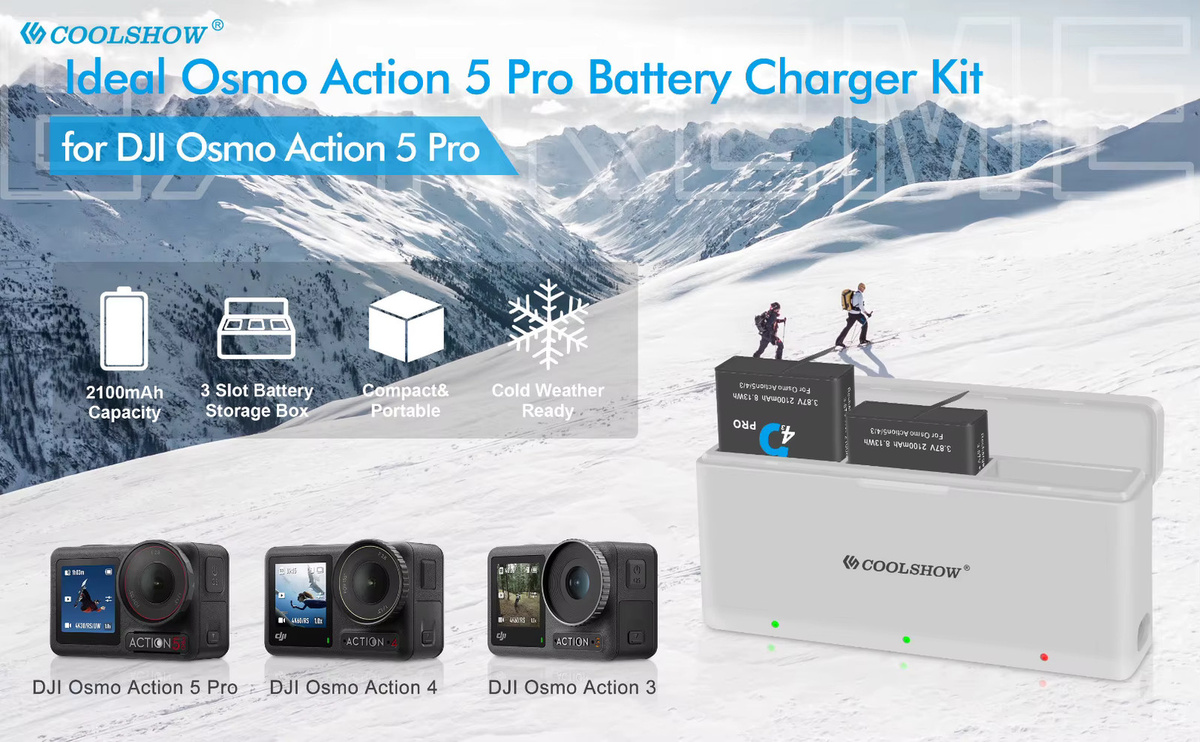 DJI Akku Set mit 3 Batterien und Schnellladegerät für Osmo Action 5 Pro, 4 und 3, 2100 mAh - Bild 5
