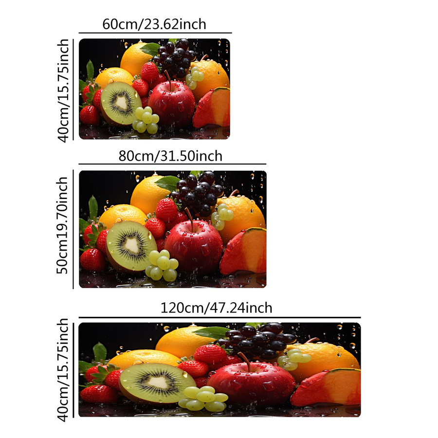 Luxus-Flanell-Küchenmatte mit Obst-Design, rutschfest und wasserdicht, B/B: 40 x 120 cm - Bild 6