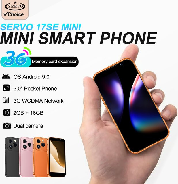 SERVO 3G Super Mini Smartphone Android 9.0 in Pink mit 2GB RAM, 16GB Speicher, 3,0 Zoll Display und WLAN-Hotspot - Bild 1