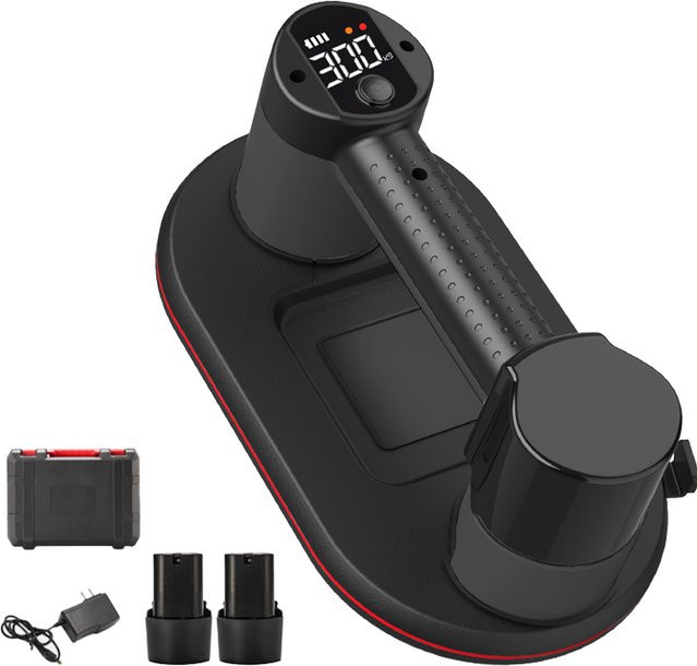 Lpnove Elektrischer Vakuum-Saugnapf Glas- und Fliesenheber mit Smart-Display und 3600mAh Akku, Schwarz, 300kg Tragkraft - Bild 1