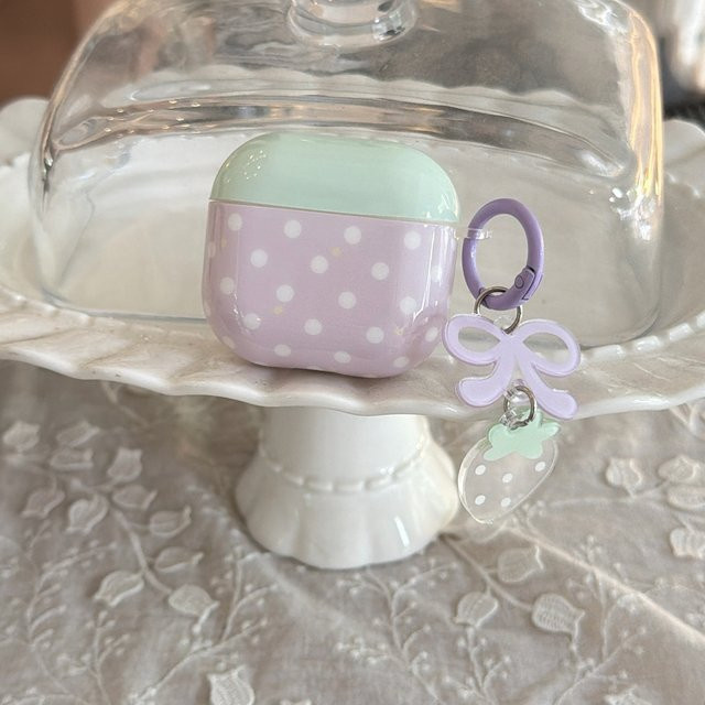 Glänzende Polka Dot Kopfhörer-Schutzhülle für Apple AirPods 2 3 4 Pro Pro2 Pro3 in Mintgrün - Bild 1