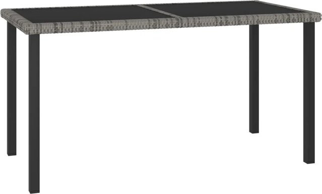 vidaXL Garten-Esstisch aus Poly-Rattan und gehärtetem Glas in Grau, B/T/H: 140 x 70 x 73 cm - Bild 1