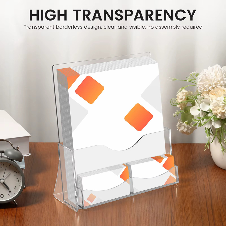 2er-Set Acryl-Broschürenhalter in Transparent mit Visitenkartenhalter für Flyer und Zeitschriften - Bild 2