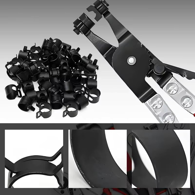 YISEONG Schlauchschellen Set mit Zange, 105 Stück in Schwarz zur Sicherung von Kraftstoffleitungen, Kühlmittelschläuchen und Lufteinlassschläuchen - Bild 3