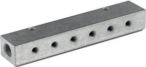 Riegler Verteilerleiste aus Aluminium in Silber mit 2x3/8 Eingang und 6x1/4 Ausgang - Bild 1