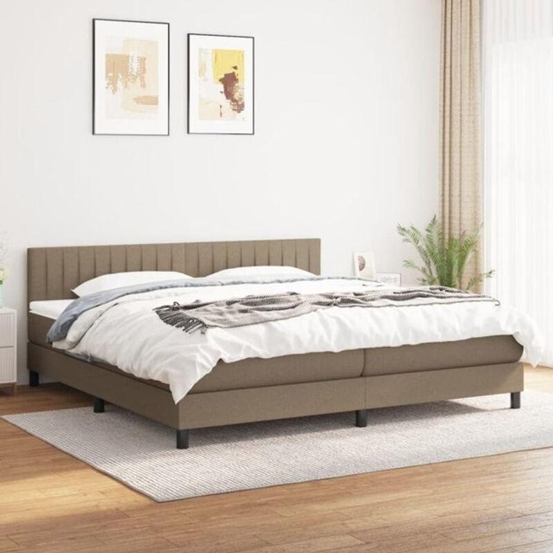 Vidaxl Boxspringbett mit Matratze in Taupe Meliert aus Stoff und Holzwerkstoff B/T/H: 200 x 200 x 78 cm - Bild 1