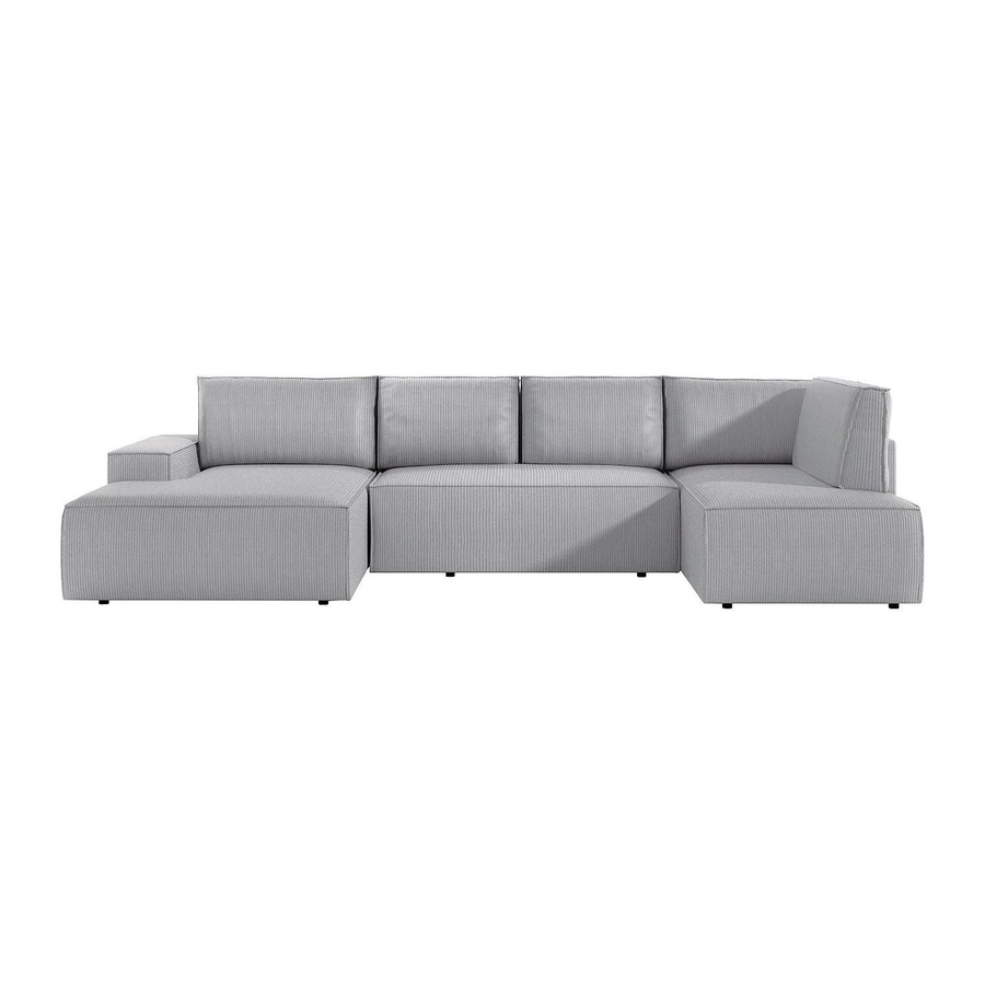Vente-unique Schlafsofa Amelia in L-Form, Grau, mit Cord-Bezug und Schlaffunktion - Bild 2
