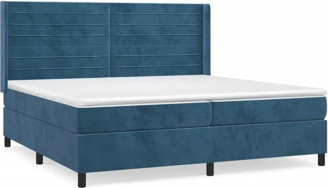 vidaXL Boxspringbett mit Matratze in Dunkelblau aus Samt, Hybridbett mit Taschenfederkern, B/T: 200 x 200 cm, Höhe: 203 cm - Bild 1