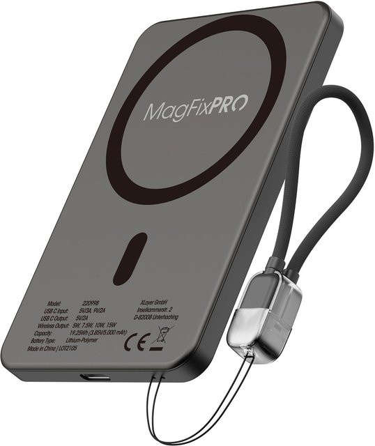 MagFix Pro Powerbank XLayer Ultra Slim 10.000 mAh schwarz mit USB-C - Bild 1