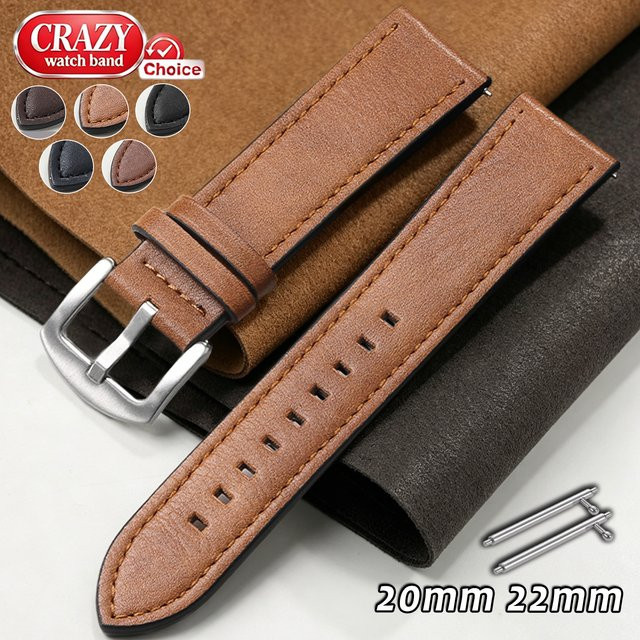 Crazyband Uhrenarmband Leder, Vintage, 20/22 mm, Unisex - Bild 1