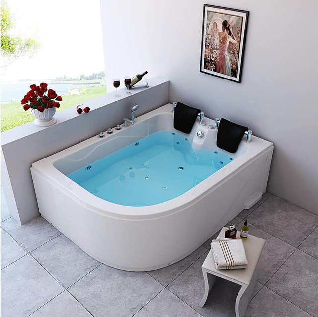 HOME DELUXE Indoor Whirlpool BLUE OCEAN XL für 2 Personen in Blau und Weiß, B/T: 180 x 120 cm, Linke Ausführung - Bild 1