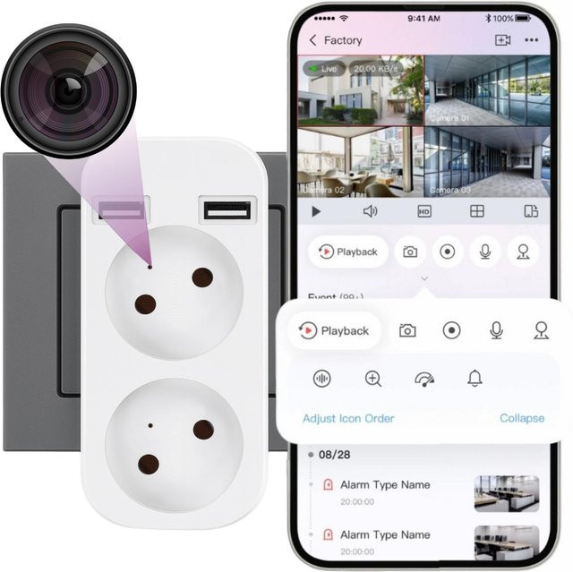 Spreest WiFi Minikamera in der Steckdose WF-ES56, Weiß - Bild 1