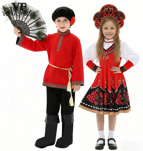 NADANBAO Russisches Volkskostüm, ethnisches Outfit, Plüsch / Textil - Bild 1