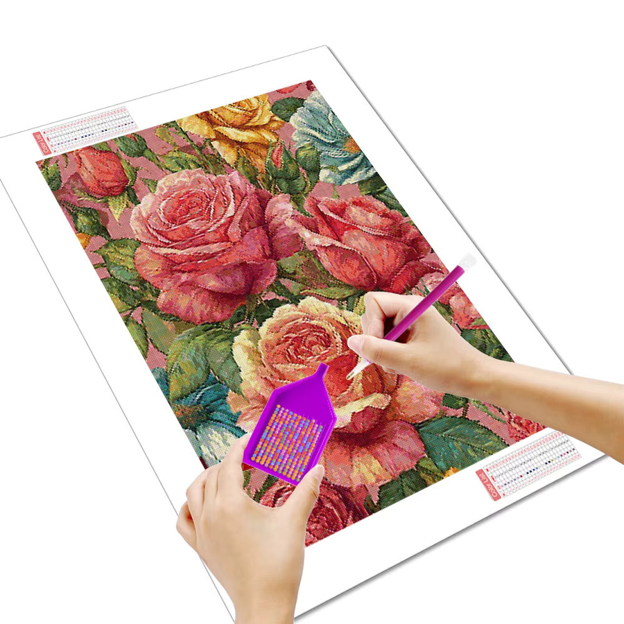 Huacan DIY Diamantmalerei Set mit Rosen-Motiv, Rundbohrer, Mehrfarbig - Bild 2