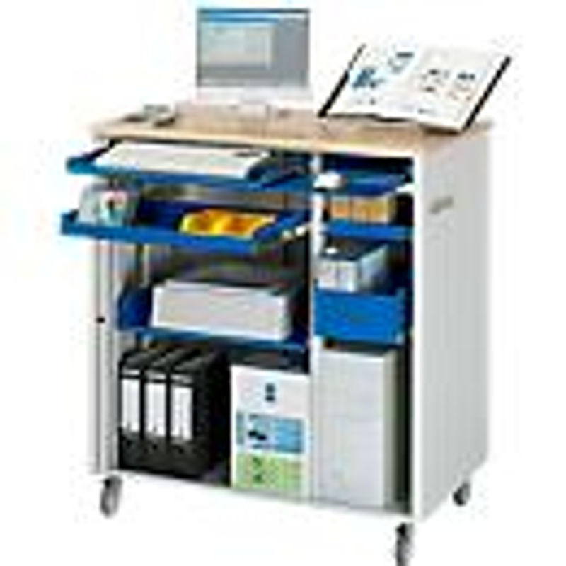 RAU Computer-Station adlatus Typ 6001 fahrbar mit Rolladen und Innenschubladen, B/T/H: 103,0 x 66,0 x 110,0 cm - Bild 4