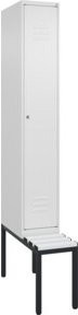 C+P Spind Classic PLUS Garderobenschrank mit Sitzbank, 1 Abteil, Farbe: Reinweiß, B/T/H: 212,0 x 30,0 x 81,5 cm, mit Zylinderschloss und 3 Garderobenhaken - Bild 1