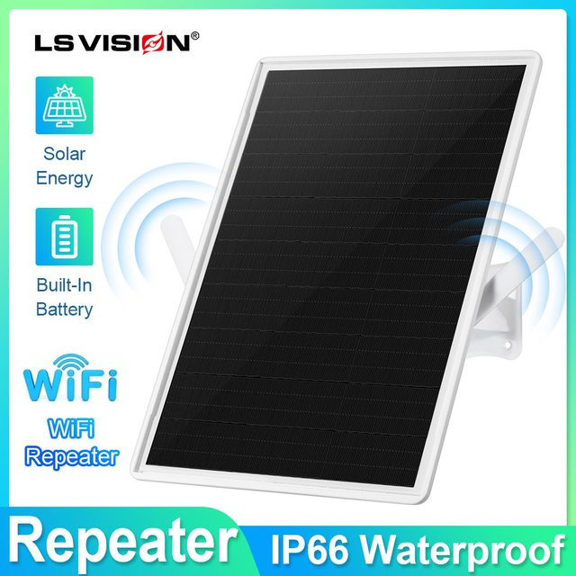 Ls Vision Solar Outdoor Wifi Repeater Wetterfester Wi-Fi Range Extender 2,4 GHz mit 20000mAh Batterie in Weiß - Bild 1