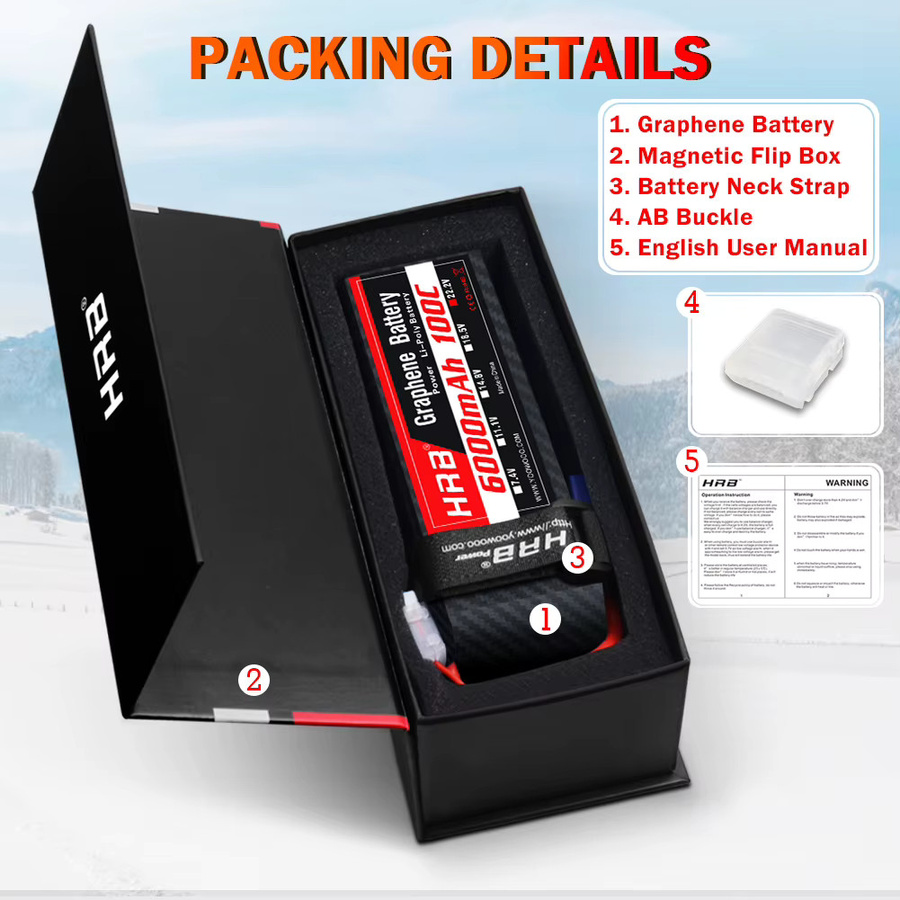 HRB 6S Graphene LiPo Drohnenbatterie mit EC5-Anschluss, 22,2 V, 6000 mAh, 100C, Schwarz - Bild 5