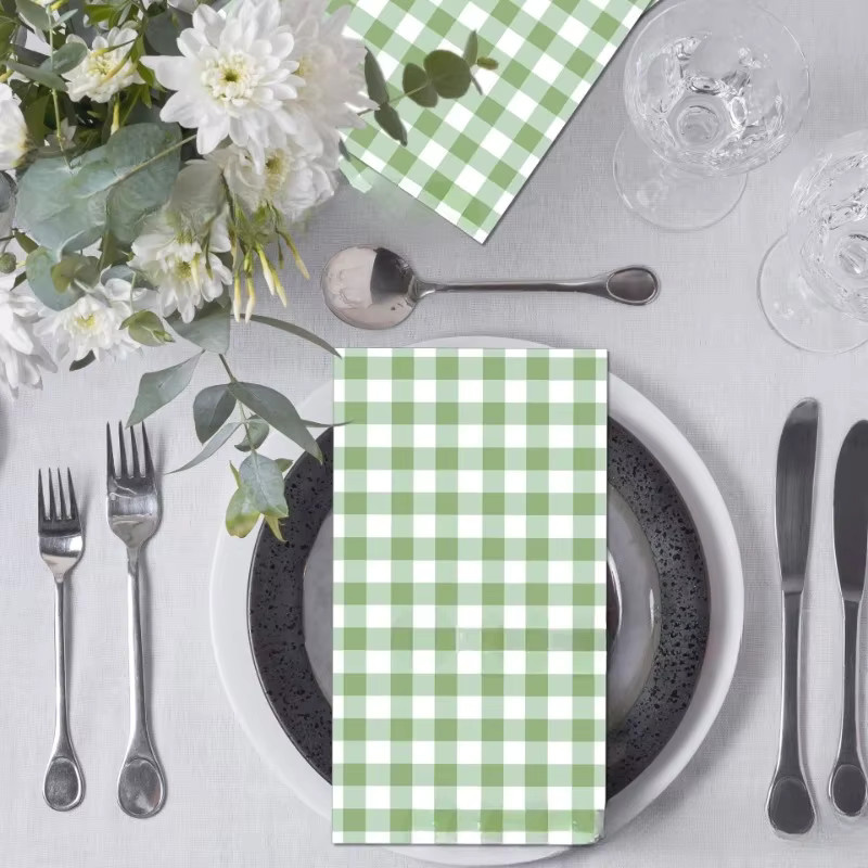 GUANYAO Seidenpapier Grün Kariert für Hochzeit und Party, 20 Stück, B: 33 cm, H: 40 cm - Bild 2