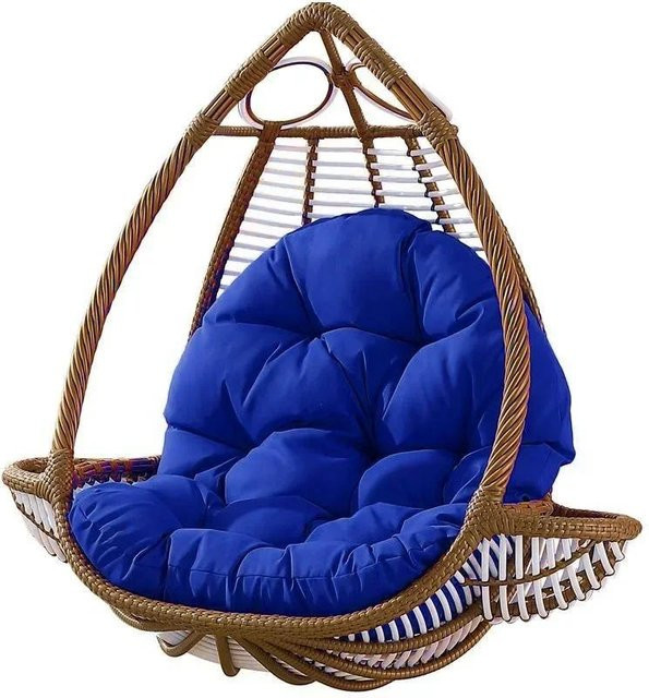 Weiches Sitzpolster für Gartenhängesessel und Schaukelstühle, Blau, B/T: 120 x 80 cm - Bild 1