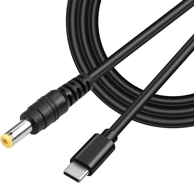 Geris Power USB-C auf DC 5,5x2,5mm Adapterkabel 65W in Schwarz für CCTV, LED-Streifen, Kameras und WLAN-Router - Bild 1